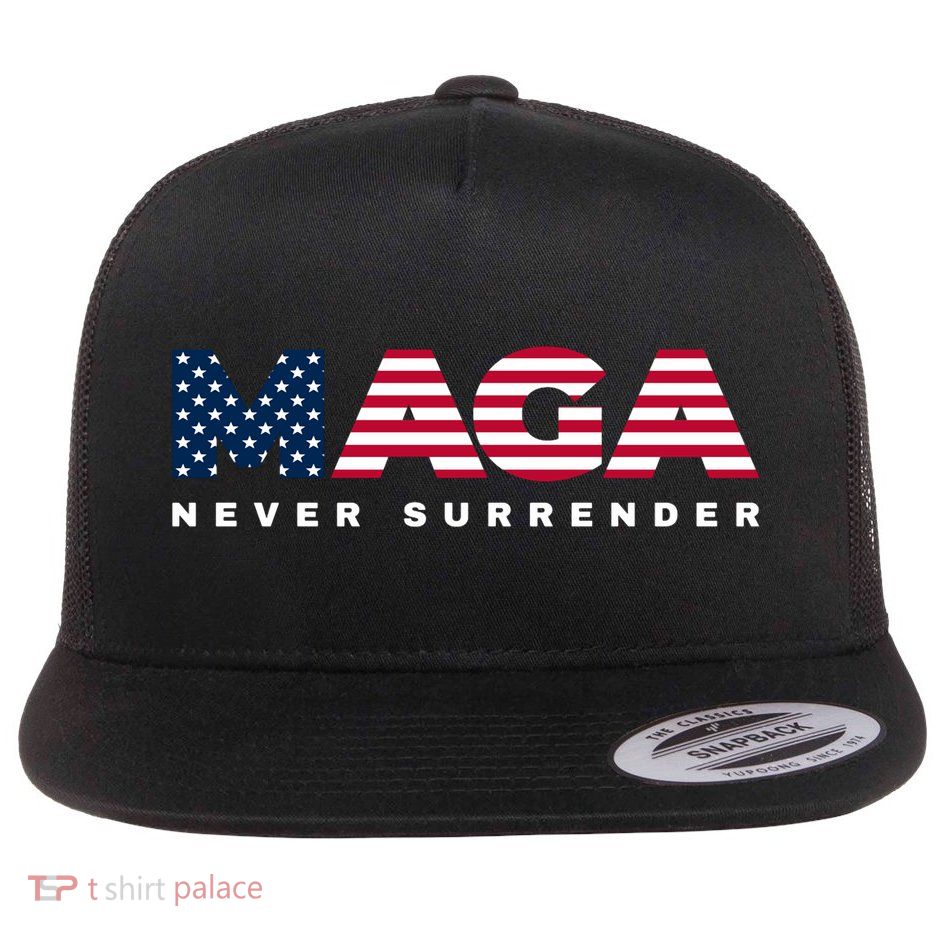 Trump Maga Freedom Never Surrender 4th Of July 2024 Usa Flag Hoodie Flatbill Hat