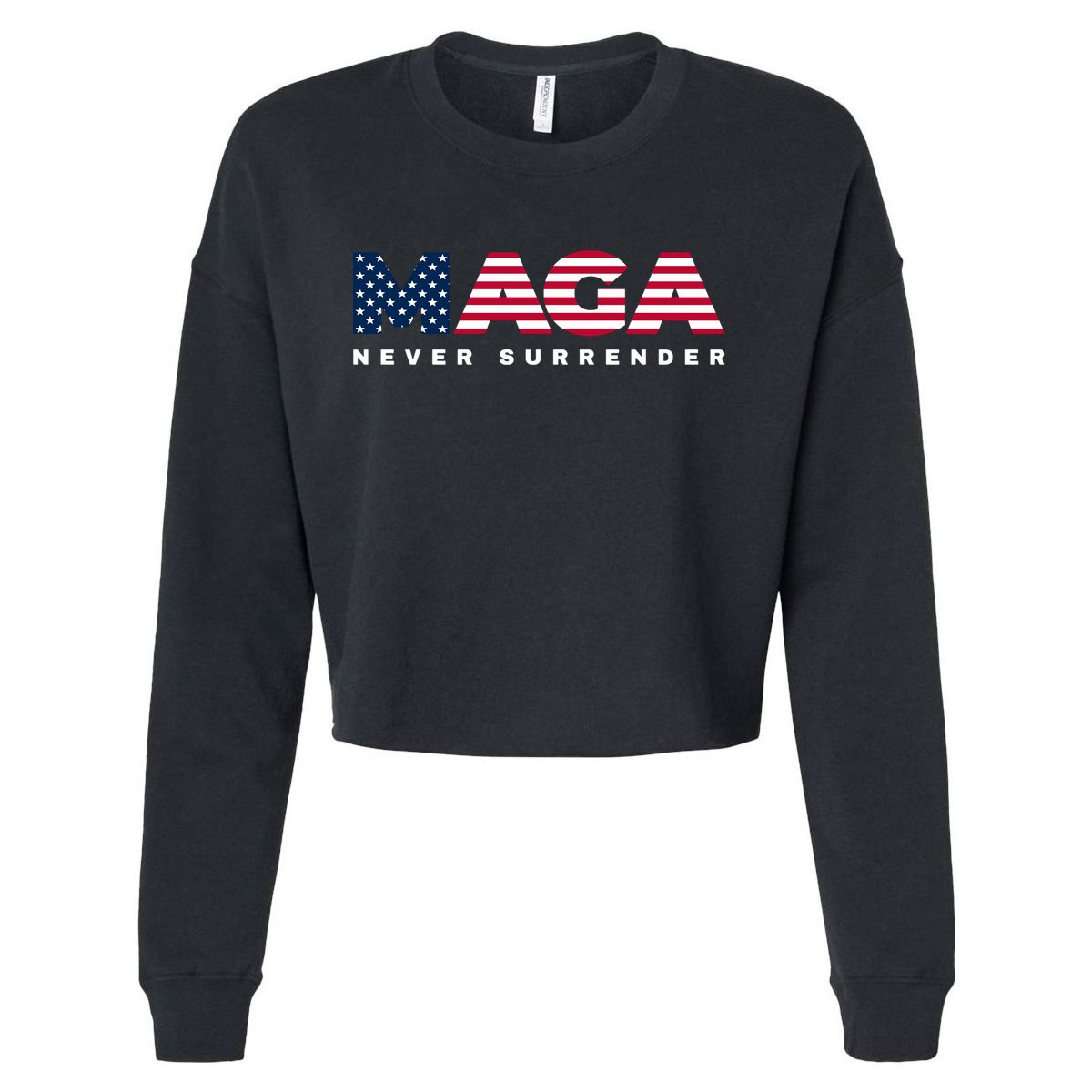 Trump Maga Freedom Never Surrender 4th Of July 2024 Usa Flag Hoodie Cropped Pullover Crew