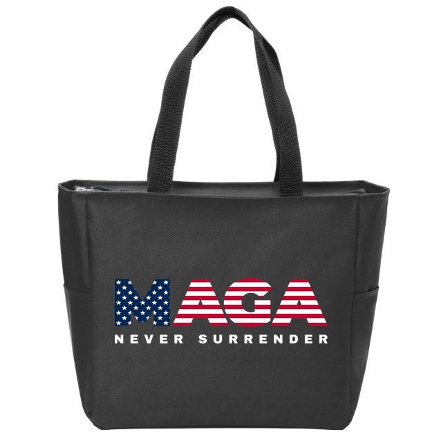 Trump Maga Freedom Never Surrender 4th Of July 2024 Usa Flag Hoodie Zip Tote Bag