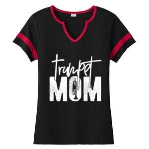 Trumpet Mom Funny Marching Band Mom Trumpet Mother Ladies Halftime Notch Neck Tee