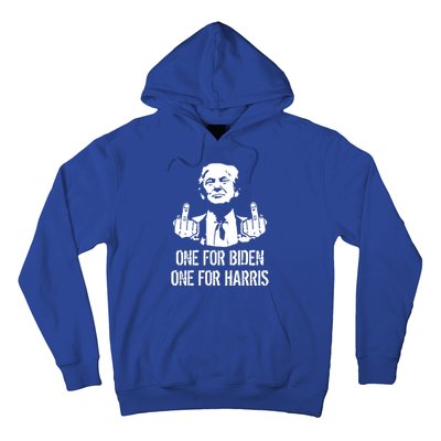 Trump Middle Finger One For Biden One For Harris Hoodie