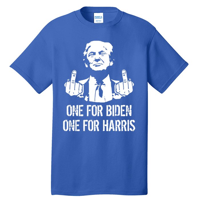 Trump Middle Finger One For Biden One For Harris Tall T-Shirt