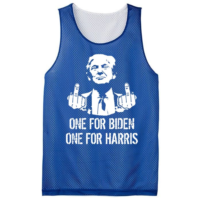 Trump Middle Finger One For Biden One For Harris Mesh Reversible Basketball Jersey Tank