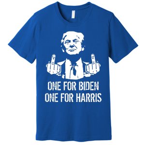 Trump Middle Finger One For Biden One For Harris Premium T-Shirt