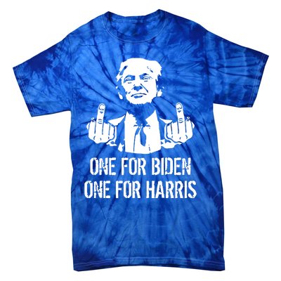 Trump Middle Finger One For Biden One For Harris Tie-Dye T-Shirt