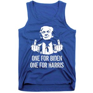 Trump Middle Finger One For Biden One For Harris Tank Top