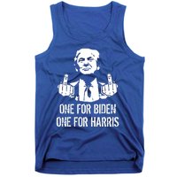 Trump Middle Finger One For Biden One For Harris Tank Top