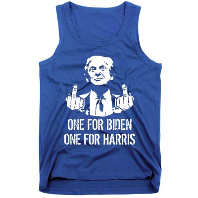 Trump Middle Finger One For Biden One For Harris Tank Top