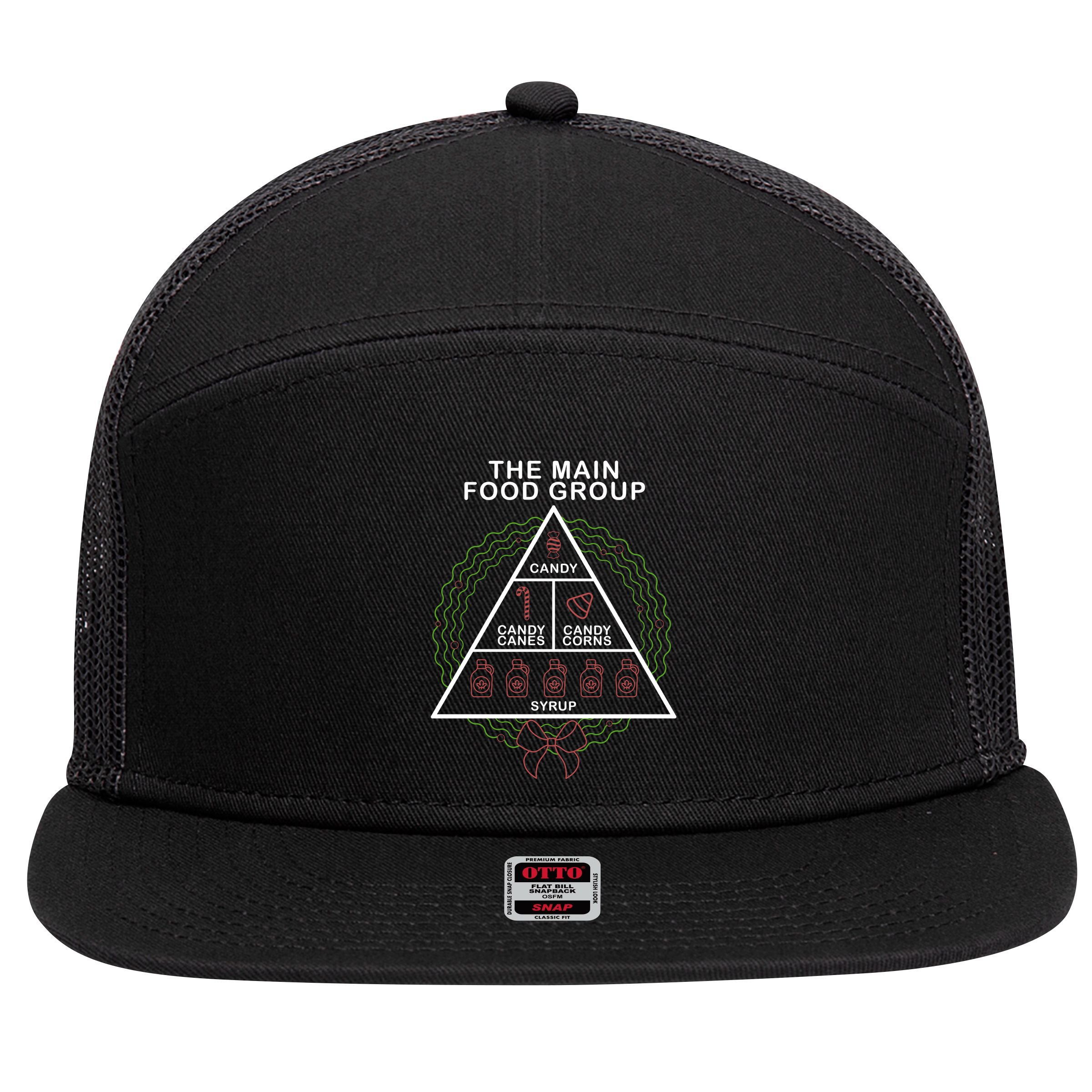 The Main Food Group Candy Funny Christmas 7 Panel Mesh Trucker Snapback Hat