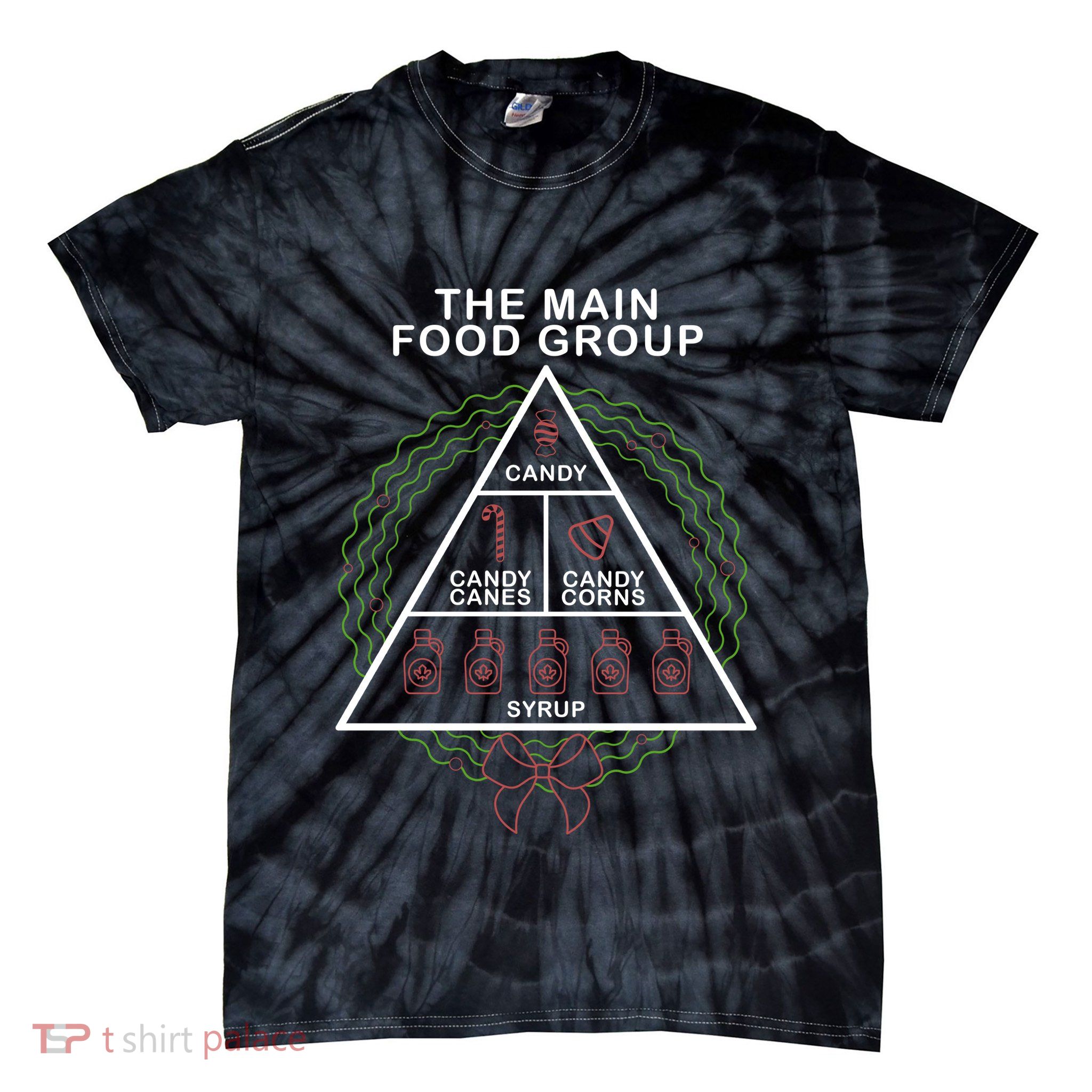 The Main Food Group Candy Funny Christmas Tie-Dye T-Shirt