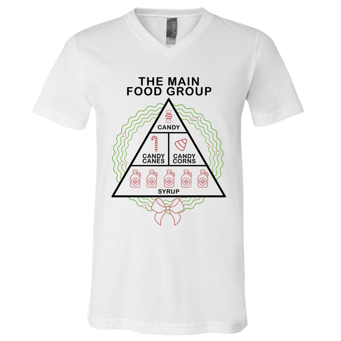 The Main Food Group Candy Funny Christmas V-Neck T-Shirt