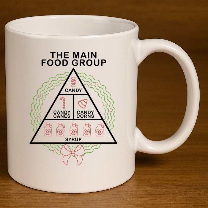 The Main Food Group Candy Funny Christmas 11oz C Handle Ceramic Mug