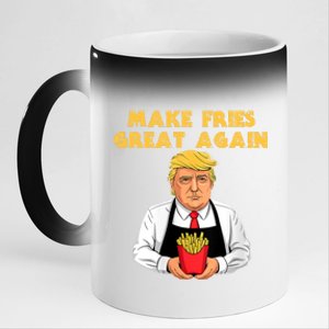 Trump Make Fries Great Again 2024 Funny Meme Trump Gift 11oz Black Color Changing Mug