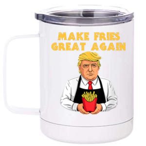 Trump Make Fries Great Again 2024 Funny Meme Trump Gift 12 oz Stainless Steel Tumbler Cup