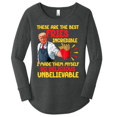 Trump Make Fries Great Again 2024 Funny Meme Trump Gift Women's Perfect Tri Tunic Long Sleeve Shirt