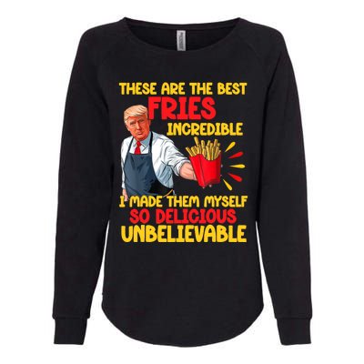 Trump Make Fries Great Again 2024 Funny Meme Trump Gift Womens California Wash Sweatshirt