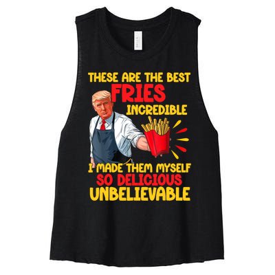 Trump Make Fries Great Again 2024 Funny Meme Trump Gift Women's Racerback Cropped Tank