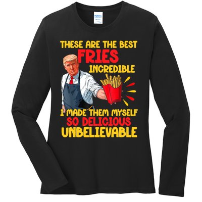 Trump Make Fries Great Again 2024 Funny Meme Trump Gift Ladies Long Sleeve Shirt