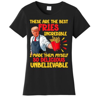 Trump Make Fries Great Again 2024 Funny Meme Trump Gift Women's T-Shirt