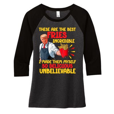 Trump Make Fries Great Again 2024 Funny Meme Trump Gift Women's Tri-Blend 3/4-Sleeve Raglan Shirt