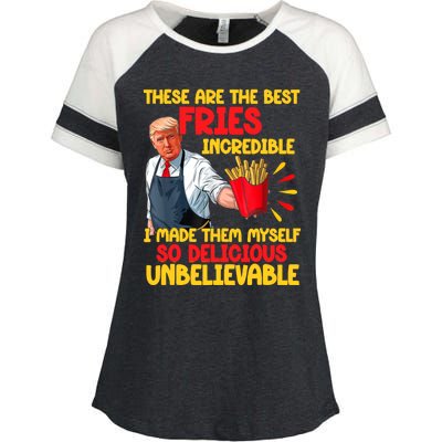 Trump Make Fries Great Again 2024 Funny Meme Trump Gift Enza Ladies Jersey Colorblock Tee