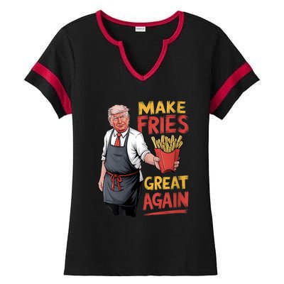 Trump Make Fries Great Again 2024 Funny Meme Trump Gift Ladies Halftime Notch Neck Tee