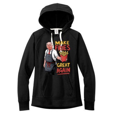 Trump Make Fries Great Again 2024 Funny Meme Trump Gift Women's Fleece Hoodie