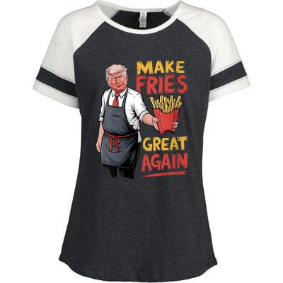 Trump Make Fries Great Again 2024 Funny Meme Trump Gift Enza Ladies Jersey Colorblock Tee