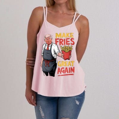 Trump Make Fries Great Again 2024 Funny Meme Trump Gift Women's Strappy Tank