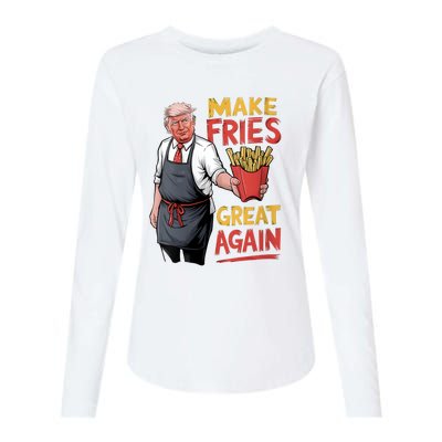 Trump Make Fries Great Again 2024 Funny Meme Trump Gift Womens Cotton Relaxed Long Sleeve T-Shirt