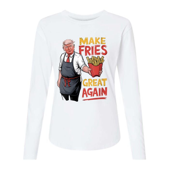 Trump Make Fries Great Again 2024 Funny Meme Trump Gift Womens Cotton Relaxed Long Sleeve T-Shirt