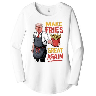 Trump Make Fries Great Again 2024 Funny Meme Trump Gift Women's Perfect Tri Tunic Long Sleeve Shirt