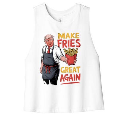 Trump Make Fries Great Again 2024 Funny Meme Trump Gift Women's Racerback Cropped Tank