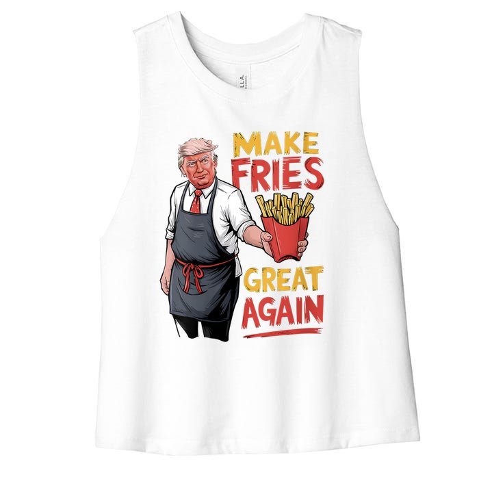 Trump Make Fries Great Again 2024 Funny Meme Trump Gift Women's Racerback Cropped Tank