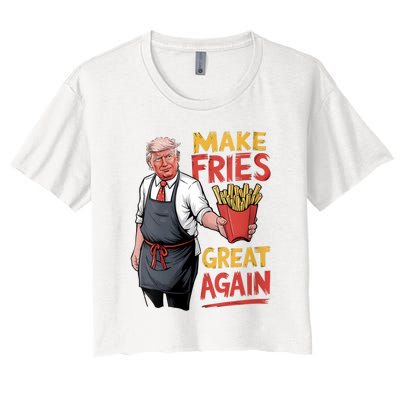 Trump Make Fries Great Again 2024 Funny Meme Trump Gift Women's Crop Top Tee