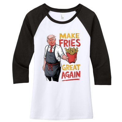 Trump Make Fries Great Again 2024 Funny Meme Trump Gift Women's Tri-Blend 3/4-Sleeve Raglan Shirt