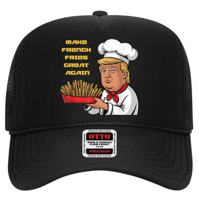 Trump Make Fries Great Again 2024 Funny Meme Trump Gift High Crown Mesh Back Trucker Hat