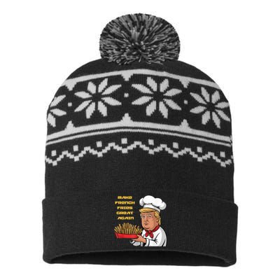 Trump Make Fries Great Again 2024 Funny Meme Trump Gift USA-Made Snowflake Beanie