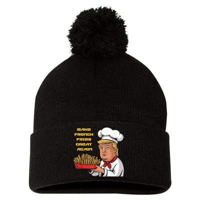 Trump Make Fries Great Again 2024 Funny Meme Trump Gift Pom Pom 12in Knit Beanie