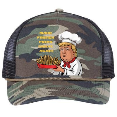 Trump Make Fries Great Again 2024 Funny Meme Trump Gift Retro Rope Trucker Hat Cap