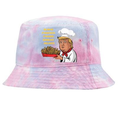 Trump Make Fries Great Again 2024 Funny Meme Trump Gift Tie-Dyed Bucket Hat