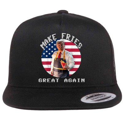 Trump Make Fries Great Again 2024 Funny Meme Trump Gift Flat Bill Trucker Hat