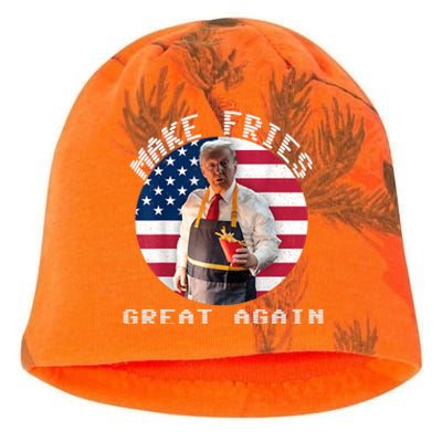 Trump Make Fries Great Again 2024 Funny Meme Trump Gift Kati - Camo Knit Beanie