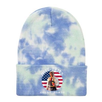 Trump Make Fries Great Again 2024 Funny Meme Trump Gift Tie Dye 12in Knit Beanie