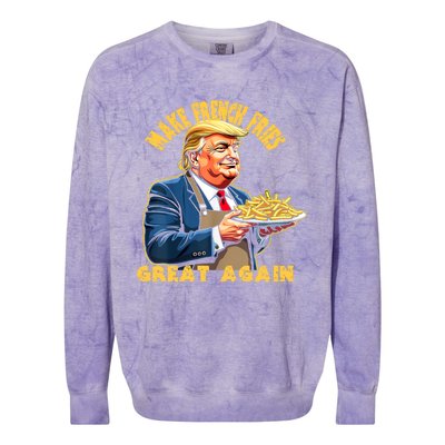 Trump Make Fries Great Again 2024 Funny Meme Trump Gift Colorblast Crewneck Sweatshirt