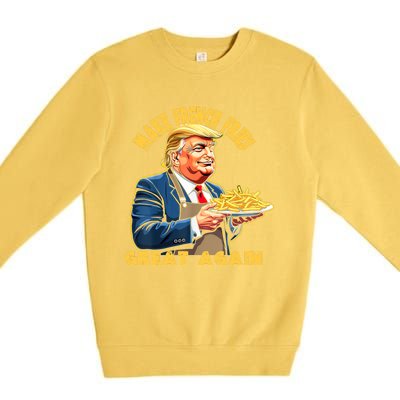 Trump Make Fries Great Again 2024 Funny Meme Trump Gift Premium Crewneck Sweatshirt