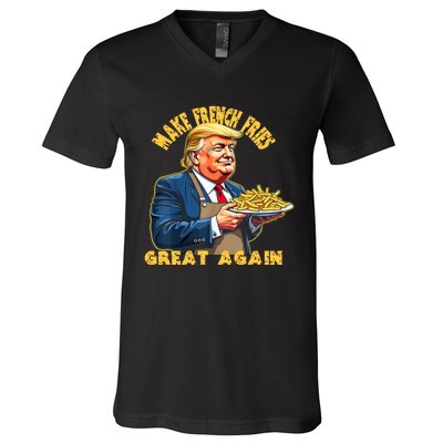 Trump Make Fries Great Again 2024 Funny Meme Trump Gift V-Neck T-Shirt