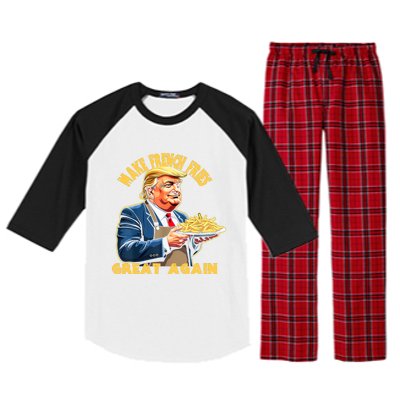 Trump Make Fries Great Again 2024 Funny Meme Trump Gift Raglan Sleeve Pajama Set