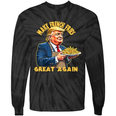 Trump Make Fries Great Again 2024 Funny Meme Trump Gift Tie-Dye Long Sleeve Shirt