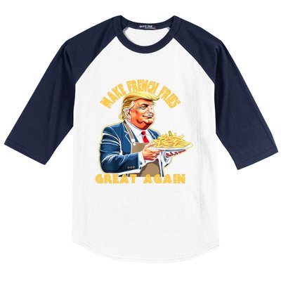 Trump Make Fries Great Again 2024 Funny Meme Trump Gift Baseball Sleeve Shirt